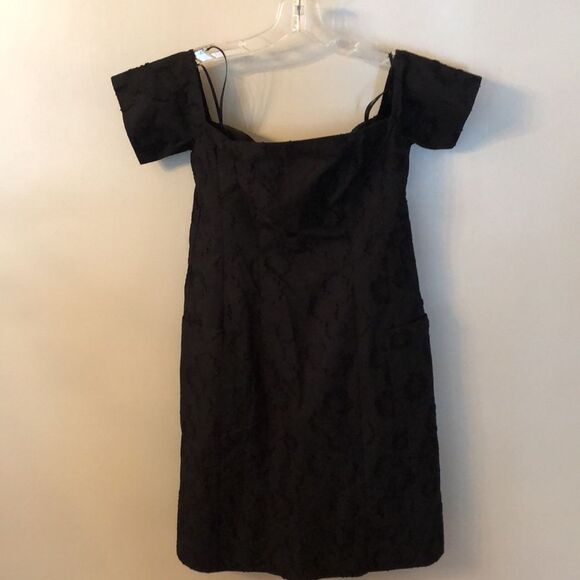 MORGANE LE FAY SIZE MEDIUM BLACK COTTON SQUARE NECK DRESS WITH POCKETS - Picture 1 of 8
